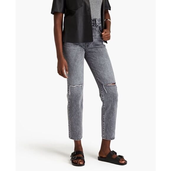 Slvrlake Sierra Grey Jeans Straight Leg Ankle Crop High Rise Size 26 - Picture 3 of 9